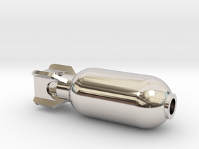 DRAW pendant - color plastic bomb in Rhodium Plated Brass