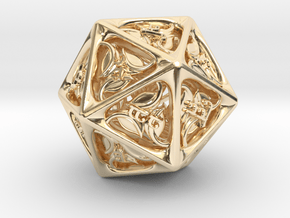 Tengwar Elvish D20 in 14k Gold Plated Brass: Small