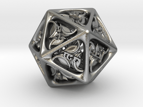 Tengwar Elvish D20 in Natural Silver: Small