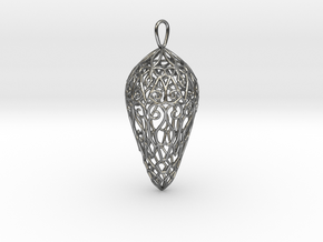 Small Lace Teardrop Ornament in Polished Silver