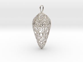 Small Lace Teardrop Ornament in Rhodium Plated Brass