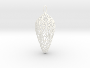 Small Lace Teardrop Ornament in White Processed Versatile Plastic