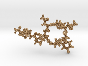 Oxytocin Ball-and-Stick Molecule Pendant in Polished Brass