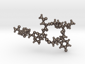Oxytocin Ball-and-Stick Molecule Pendant in Polished Bronzed Silver Steel