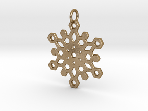 Snowflake Mandala Pendant in Polished Gold Steel