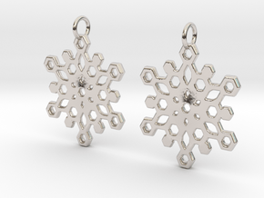 Snowflake Mandala Earrigs in Rhodium Plated Brass
