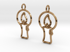 Christmas candle earrings in Polished Brass