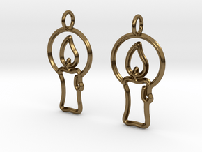 Christmas candle earrings in Polished Bronze