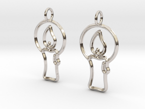 Christmas candle earrings in Rhodium Plated Brass