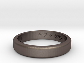 Engraved Standard Sized ring in Polished Bronzed Silver Steel