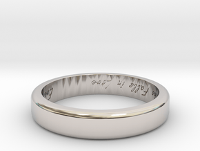 Engraved Standard Sized ring in Rhodium Plated Brass