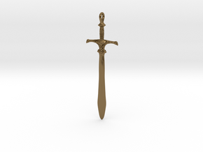 Heroic Sword Pedant  in Polished Bronze