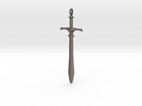 Heroic Sword Pedant  in Polished Bronzed Silver Steel