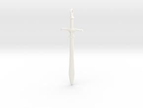 Heroic Sword Pedant  in White Processed Versatile Plastic