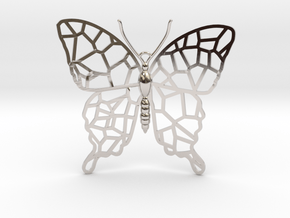 Butterfly Voroni Pendant in Rhodium Plated Brass