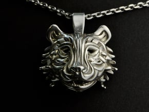 The Tiger Pendant in Polished Silver
