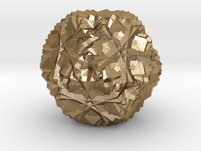 Cuboctahedron 30 Compound, Solid in Polished Gold Steel