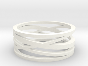 Abstract Lines Ring - US Size 10 in White Processed Versatile Plastic