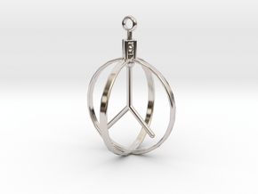 Peace Pendant (Spinning center) in Rhodium Plated Brass