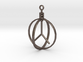 Peace Pendant (Spinning center) in Polished Bronzed Silver Steel