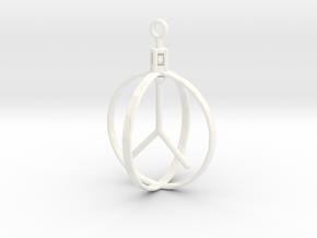 Peace Pendant (Spinning center) in White Processed Versatile Plastic