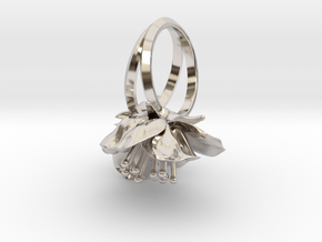 Double Cherry Blossom Ring in Rhodium Plated Brass: 4.5 / 47.75