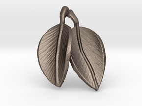 leaves pendant in Polished Bronzed Silver Steel