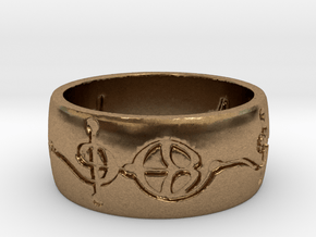 "Ashayam" Vulcan Script Ring - Engraved Style in Natural Brass: 6 / 51.5