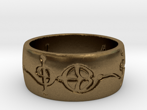 "Ashayam" Vulcan Script Ring - Engraved Style in Natural Bronze: 6 / 51.5