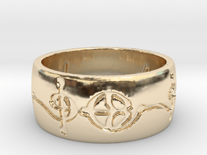 "Ashayam" Vulcan Script Ring - Engraved Style in 14k Gold Plated Brass: 6 / 51.5