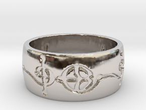 "Ashayam" Vulcan Script Ring - Engraved Style in Rhodium Plated Brass: 6 / 51.5