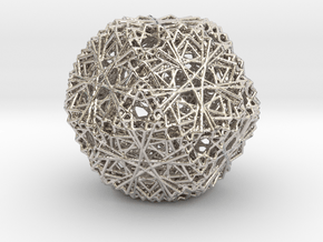 30 Cuboctahedron Compound, Wireframe in Rhodium Plated Brass