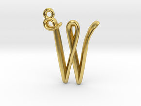 W Initial Charm in Polished Brass