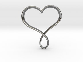 Heart Infinity Pendant in Fine Detail Polished Silver