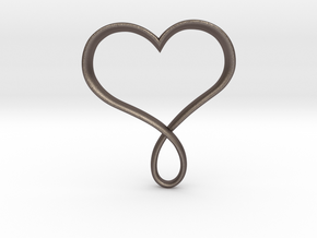 Heart Infinity Pendant in Polished Bronzed Silver Steel