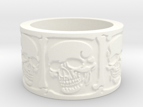 Skulls and Bones Ring Size 8 in White Processed Versatile Plastic