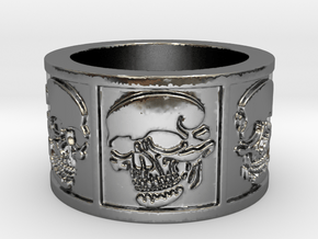 Skulls Ring Size 8 in Fine Detail Polished Silver