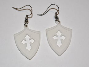 Shield Cross Cutout Pendant/Charm in White Natural Versatile Plastic
