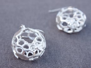 Bees and Honeycomb Earrings - Circular in Natural Silver