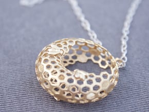 Bee and honeycomb - Pendant in Natural Silver