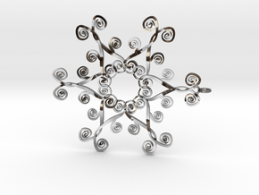 Suessish Snow Flake - 7cm in Fine Detail Polished Silver
