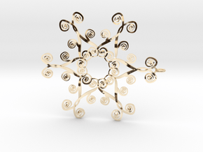 Suessish Snow Flake - 7cm in 14k Gold Plated Brass