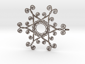 Suessish Snow Flake - 7cm in Polished Bronzed Silver Steel