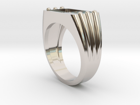 Customizable Ring 02 in Rhodium Plated Brass