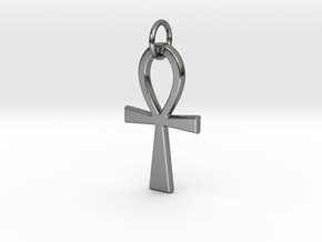 Ankh Pendant or Keychain in Fine Detail Polished Silver