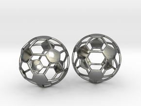 Soccer Ball Earrings - Hollow in Fine Detail Polished Silver