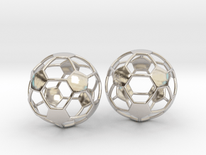 Soccer Ball Earrings - Hollow in Platinum