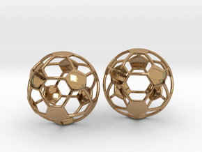 Soccer Ball Earrings - Hollow in Polished Brass