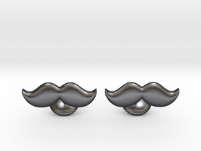  Moustache Cufflinks in Polished and Bronzed Black Steel