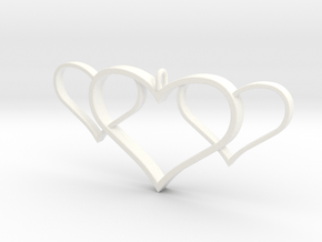 3 Heart Pendant in White Processed Versatile Plastic
